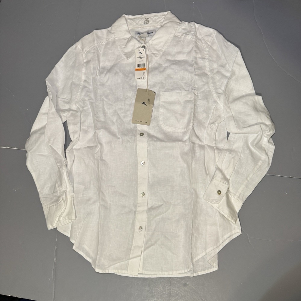 Tommy Bahama Costalina Shirt Womens S White Long Sleeve 100 Linen New